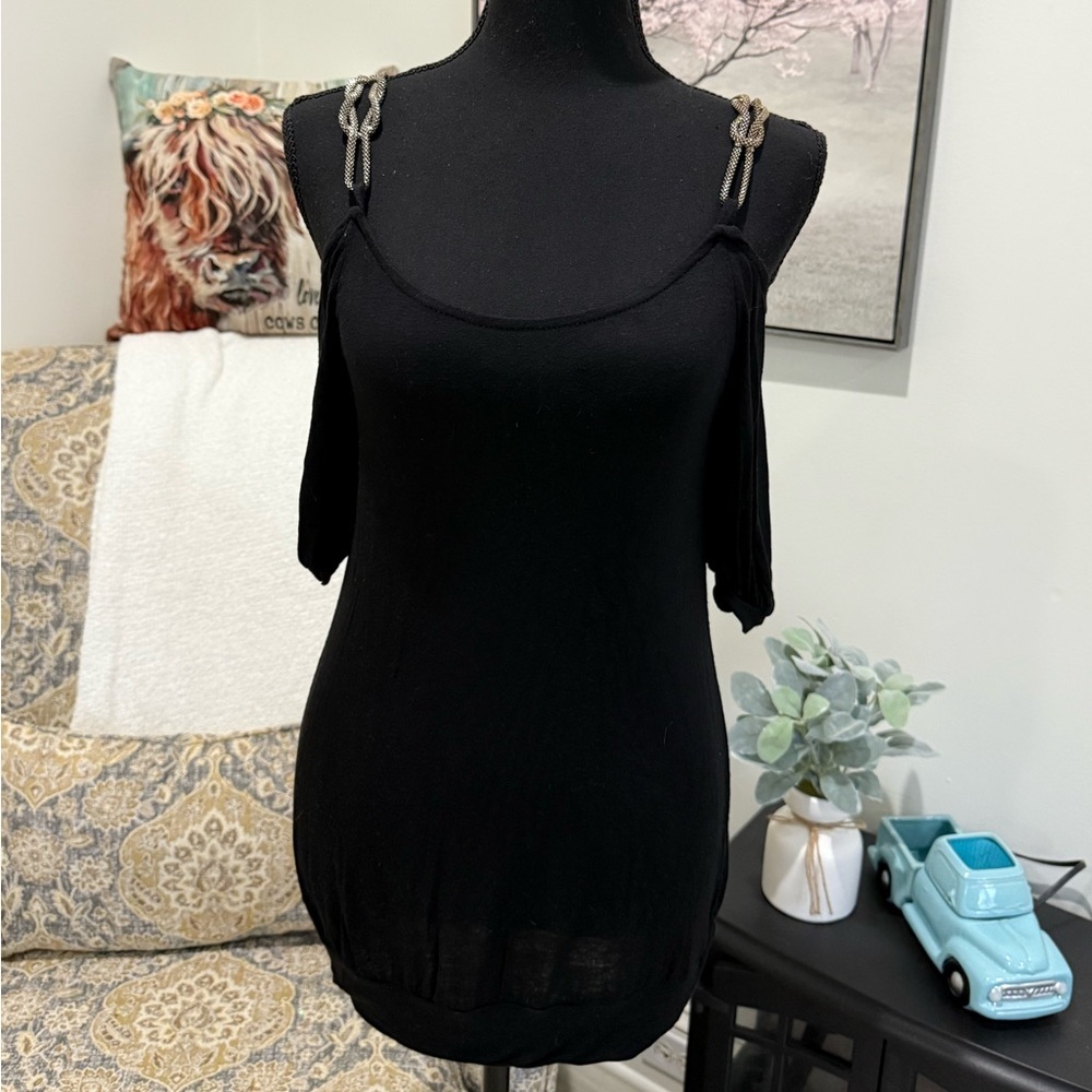 Rhapsody Black Cut Out Sleeveless Blouse